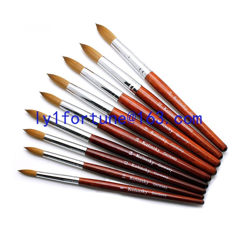 Nail Art Mahogany - แปรงสำหรับทำเล็บ ด้ามไม้มะฮอกกานี หัวกลม แปรงปากกาคริสตัล