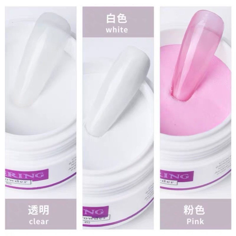 Acrylic Powder Clear - ผงอะคริลิคมืออาชีพ10กรัม/ขวดผงคริสตัลสีขาวใสสีชมพูสำหรับการต่อเล็บ3D เล็บผงโพลิเมอร์อะคริลิค