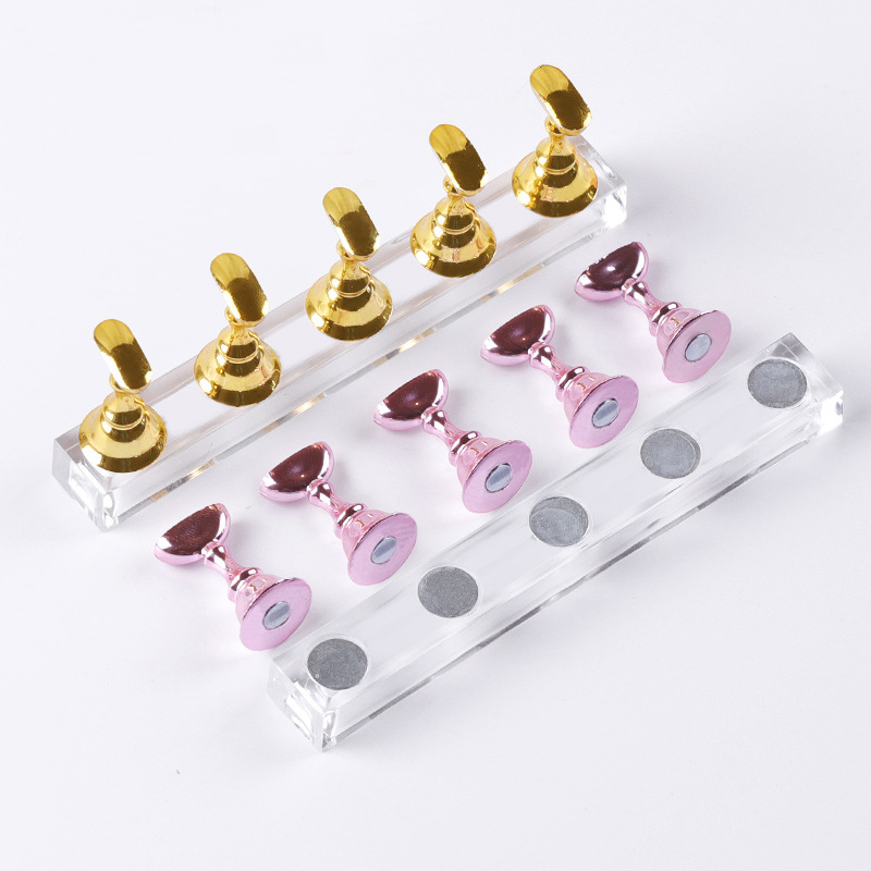 Nail Art Pinterest - 5/30 ชิ้น/เซ็ตแม่เหล็กผู้ถือเล็บเล็บปลอมเคล็ดลับขาตั้งคริสตัลฐานผู้ถือเล็บสําหรับ Art Salon DIY &