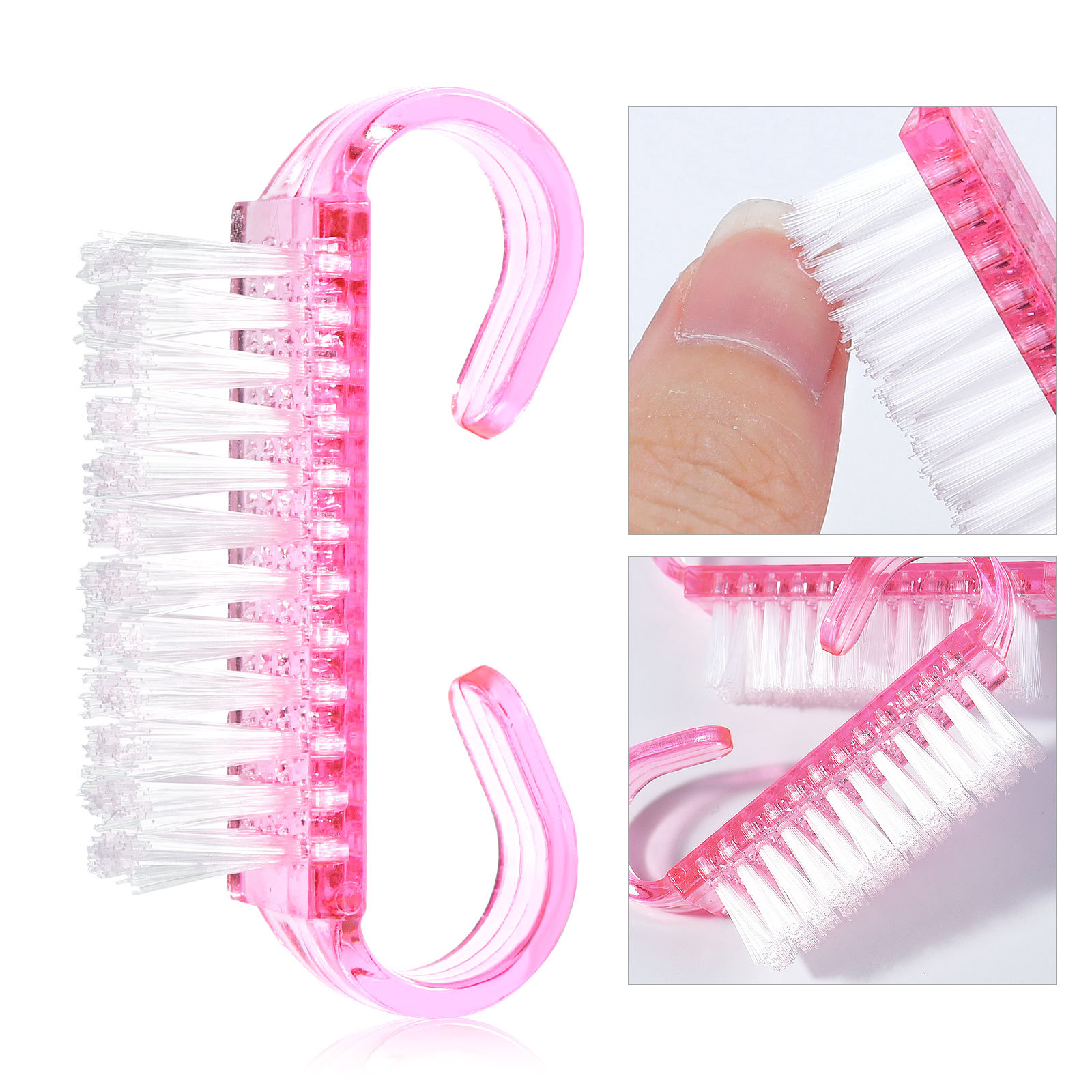 Nail Art Pink Soft - 1/5/20Pcs แปรงเล็บอะคริลิคสีชมพูเล็บเล็บเท้านุ่มลบฝุ่นพลาสติกทําความสะอาดแปรงเล็บแฟ้มชุดเครื่องมือ