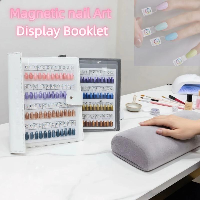 Nail Art Pinterest - สมุดสีแม่เหล็กสำหรับทำเล็บ 48/96/144/192 สี พร้อมแผ่นแสดงสีอะคริลิคขนาดใหญ่สำหรับเก็บและทดสอบสี ▪