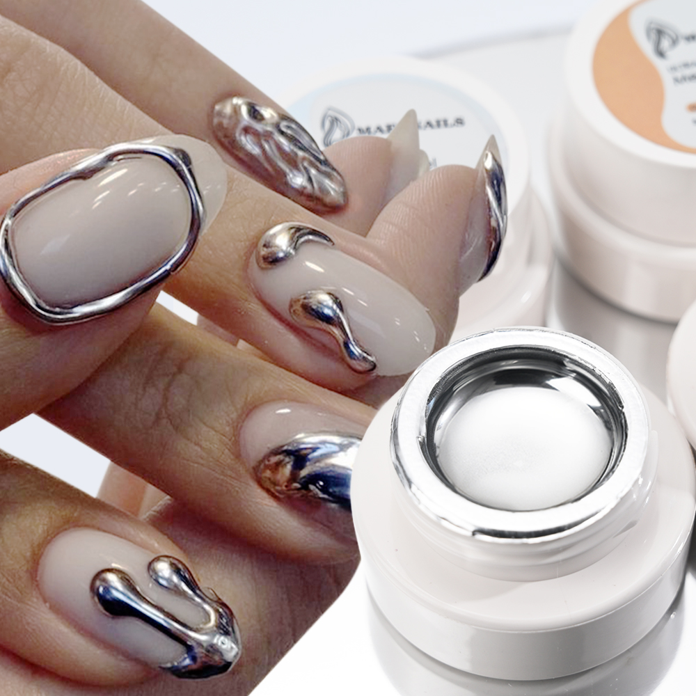Nail Art Chrome - เจลทาเล็บสีเงินทองเมทัลลิก 5 มล. โครเมี่ยม 3 มิติ