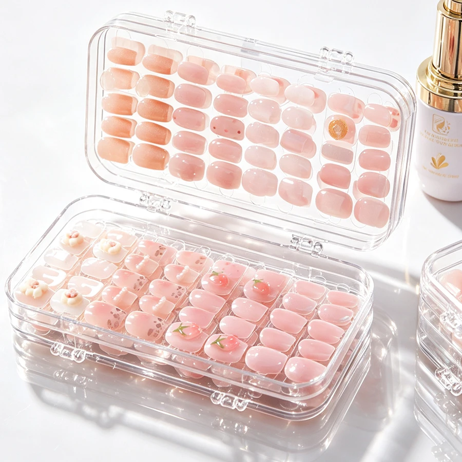 Nail Art Pinterest - กล่องเก็บเล็บปลอมแบบพับได้ ป้องกันฝุ่น สำหรับจัดแสดงและเก็บเล็บปลอม เหมาะสำหรับร้านทำเล็บและงานออกแบบเล็บ DIY