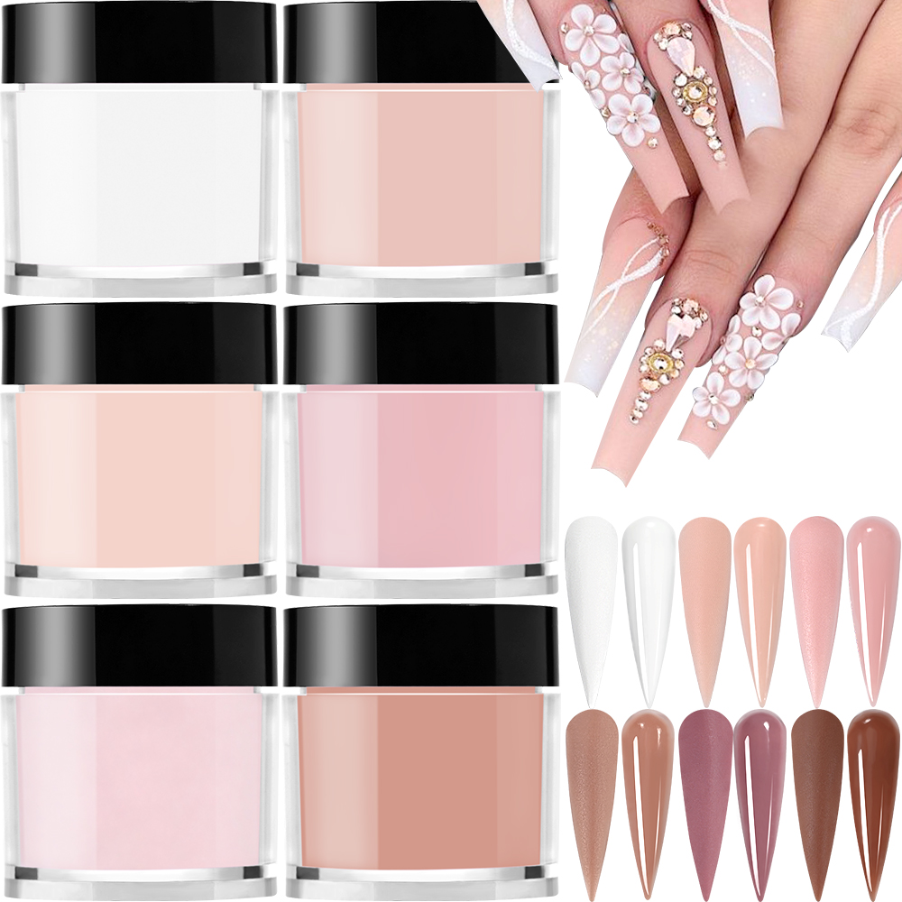 Acrylic Powder Clear - 6 สี/ชุดอะคริลิค Professional สีชมพูใสสีขาว Nude Polymer