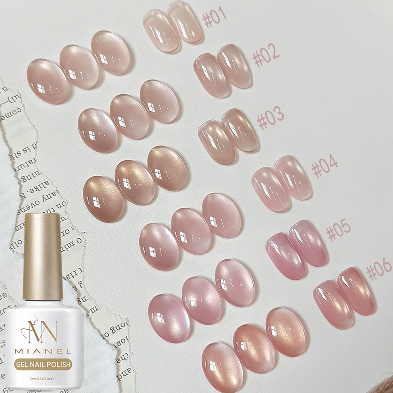 Nail Art Pink Cat Eye - MIANEL 10ML ซีรีส์ Lover Pink เจลทาเล็บตาแมว
