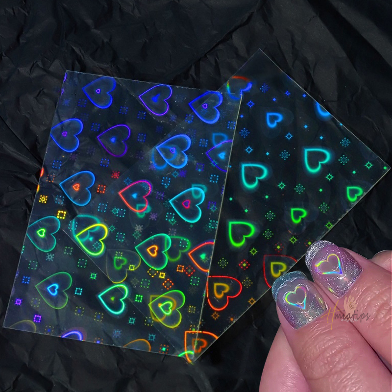 2Pcs Holographic Aurora หัวใจส - Nail Art Lotso บทวิจารณ์และราคา