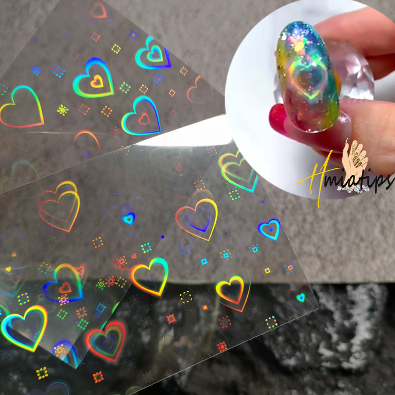 2Pcs Holographic Aurora หัวใจส - Nail Art Lotso บทวิจารณ์และราคา
