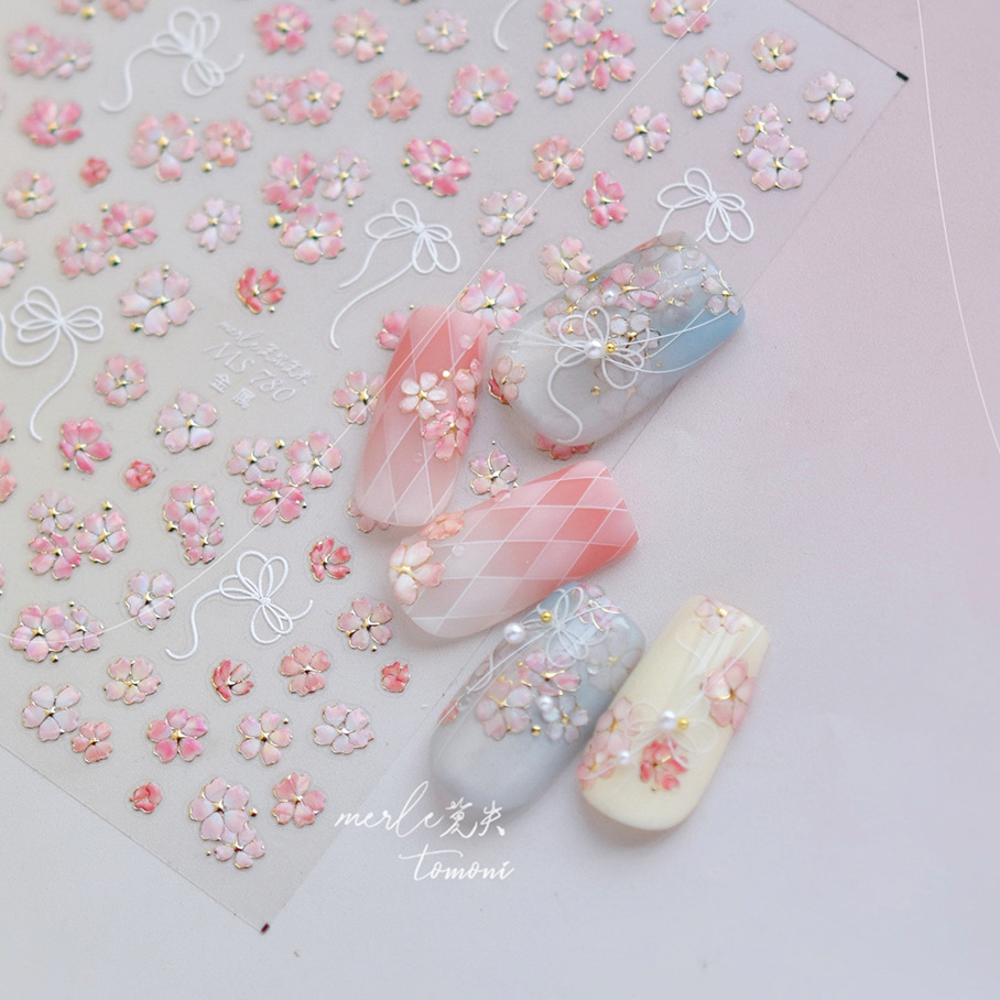 สติกเกอร์ติดเล็บลายดอกซากุระสี - Nail Art Pink Soft บทวิจารณ์และราคา