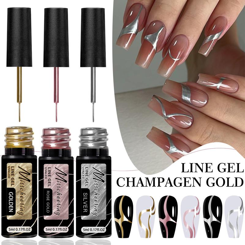 เจลไลเนอร์สีเมทัลลิกทองเงิน ทา - Nail Art Chrome บทวิจารณ์และราคา