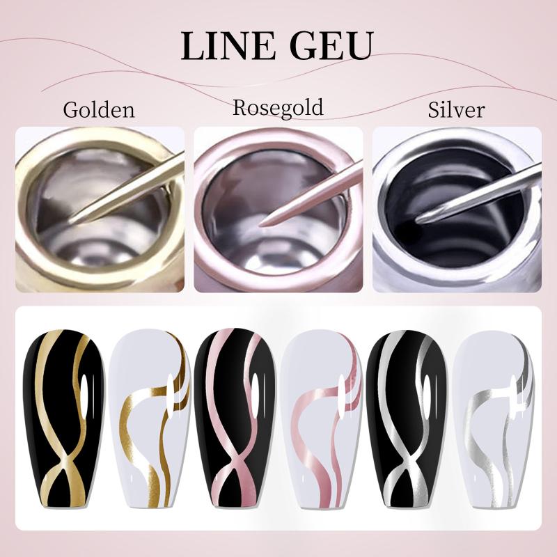 เจลไลเนอร์สีเมทัลลิกทองเงิน ทา - Nail Art Chrome บทวิจารณ์และราคา