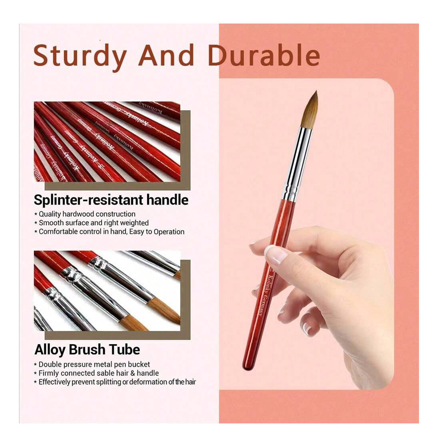 3PCS Kolinsky Mahogany Stem แป - Nail Art Mahogany บทวิจารณ์และราคา