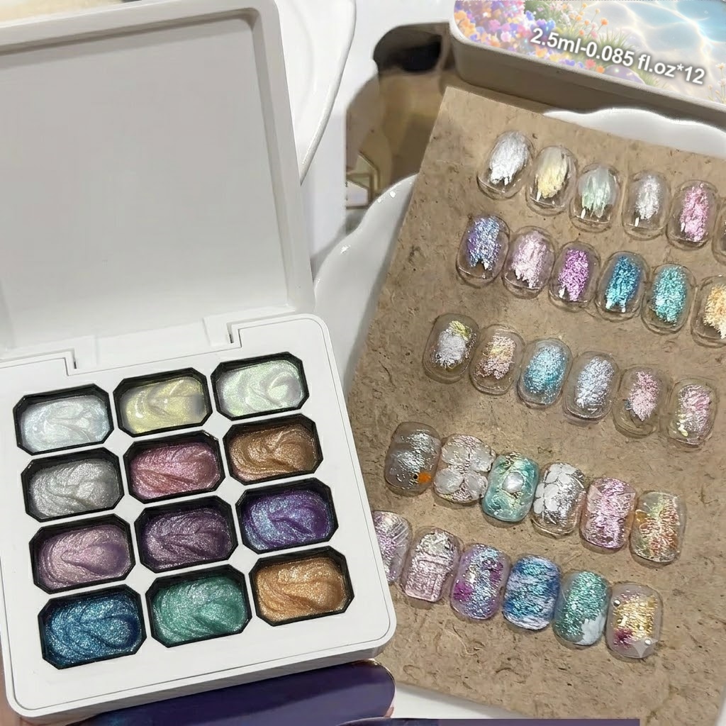 ชุดเจลทาเล็บสีออโรร่า 12 สี, ก - Nail Art Chrome บทวิจารณ์และราคา
