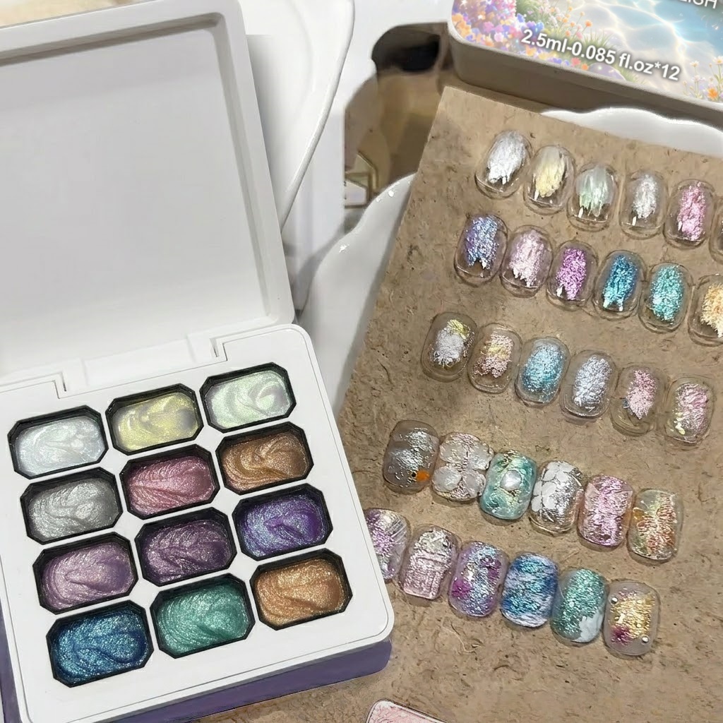 ชุดเจลทาเล็บสีออโรร่า 12 สี, ก - Nail Art Chrome บทวิจารณ์และราคา