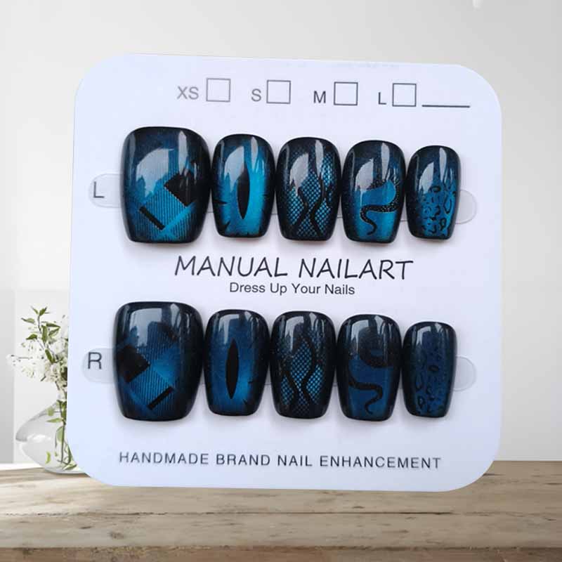 เล็บปลอมแบบกดติด 10 ชิ้น สไตล์ - Nail Art Emerald Blue บทวิจารณ์และราคา