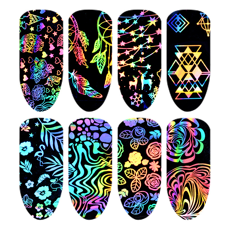 8Pcs Holographic เล็บที่มีสีสั - Nail Art Lotso บทวิจารณ์และราคา