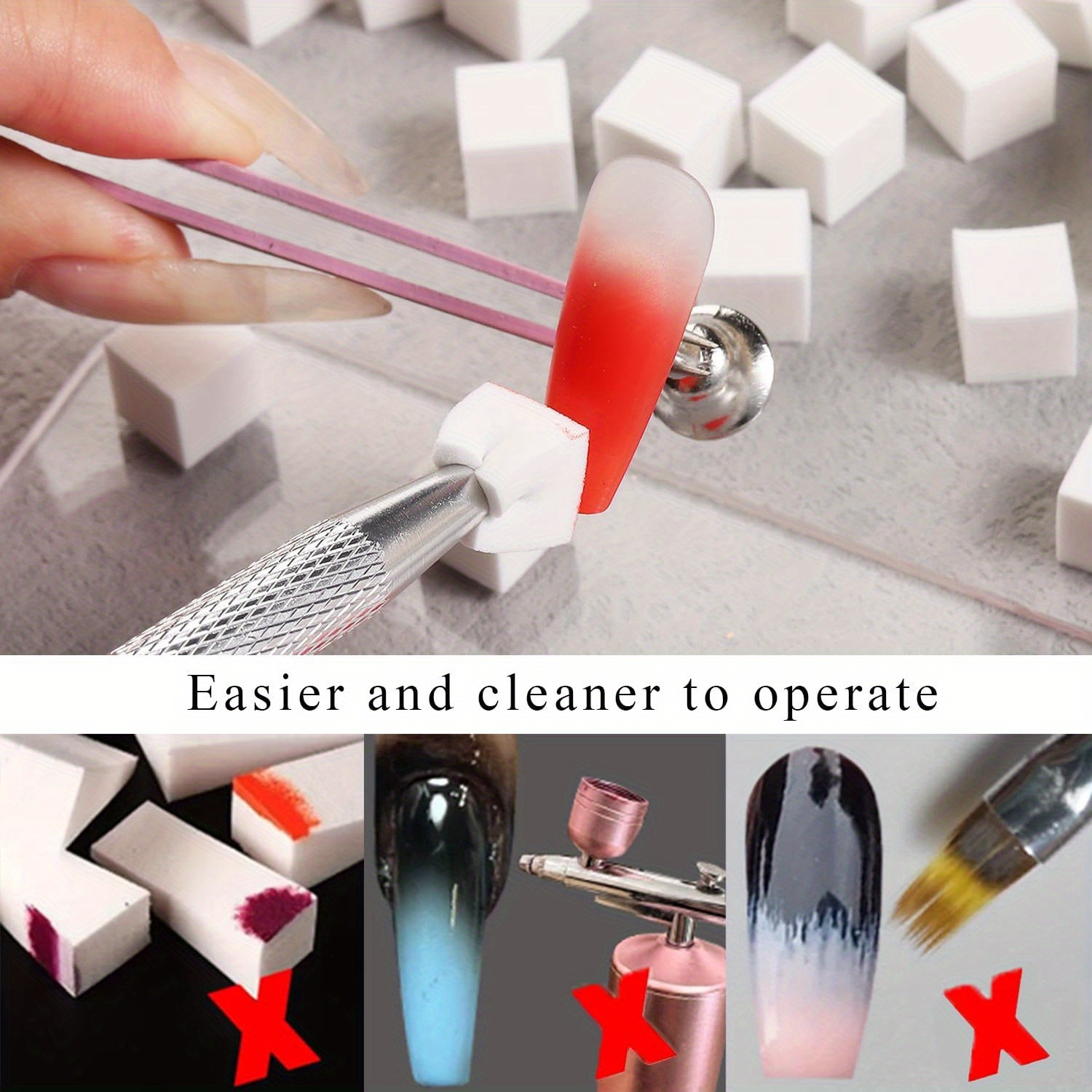 1/50/100Pcs สแควร์เล็บฟองน้ําช - Nail Art Pinterest บทวิจารณ์และราคา