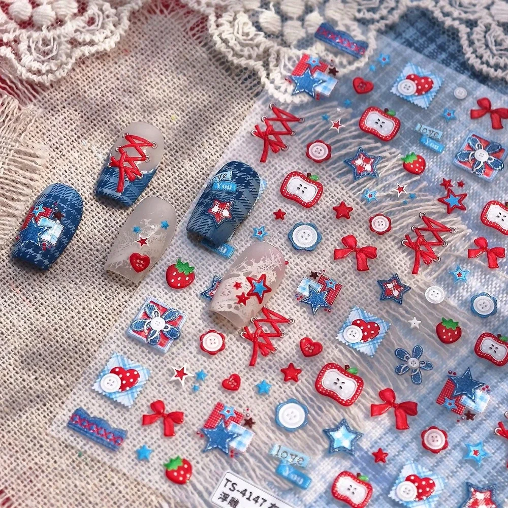 สติ๊กเกอร์ตกแต่งเล็บลายดอกไม้ด - Nail Art Denim บทวิจารณ์และราคา