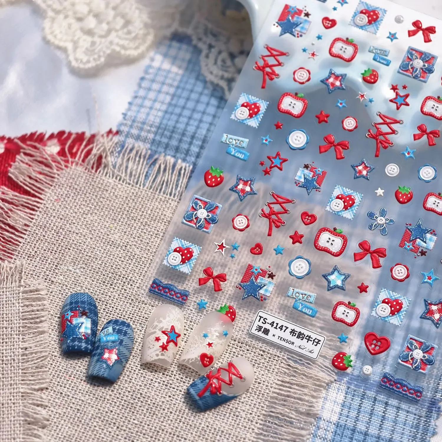 สติ๊กเกอร์ตกแต่งเล็บลายดอกไม้ด - Nail Art Denim บทวิจารณ์และราคา