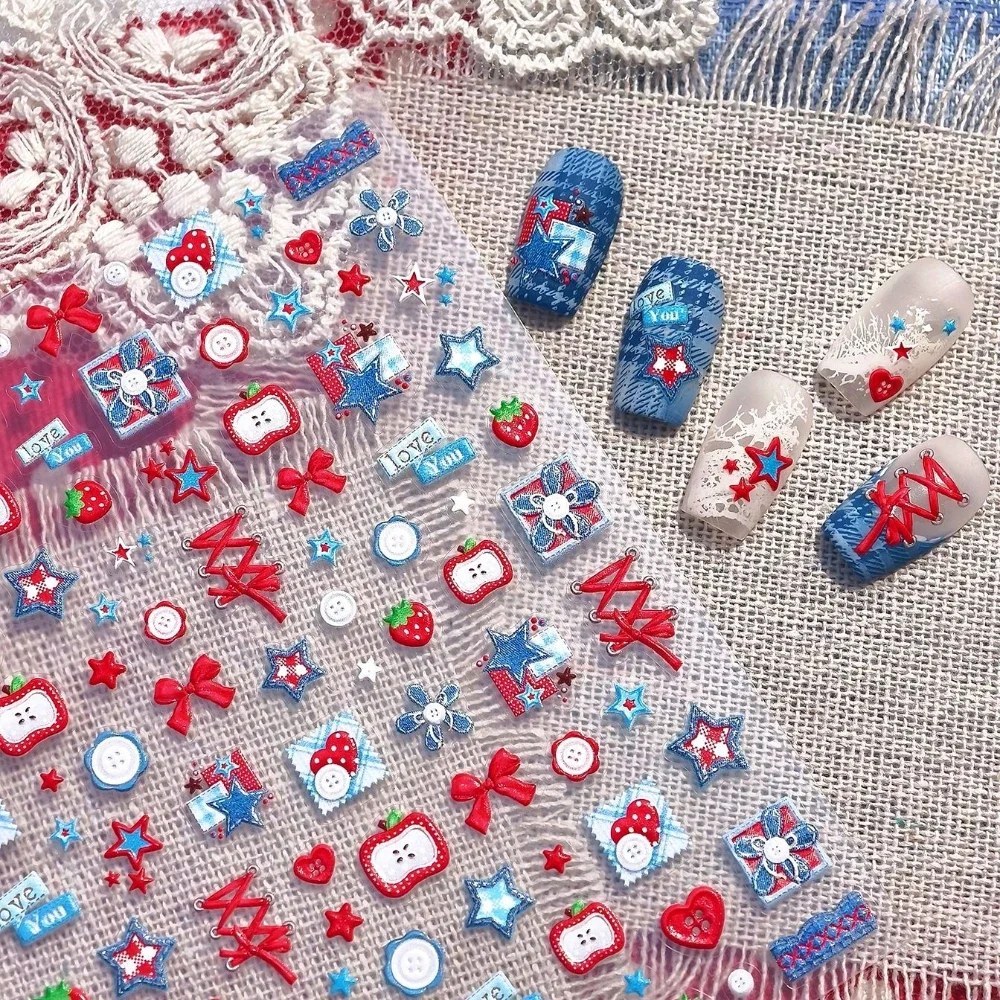 สติ๊กเกอร์ตกแต่งเล็บลายดอกไม้ด - Nail Art Denim บทวิจารณ์และราคา