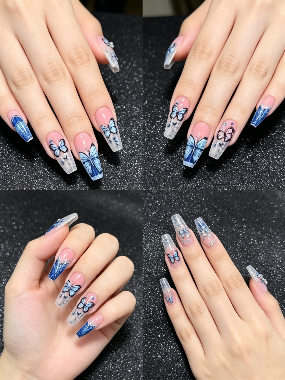 เล็บปลอมแบบกดติดลายผีเสื้อสปริ - Nail Art Denim บทวิจารณ์และราคา