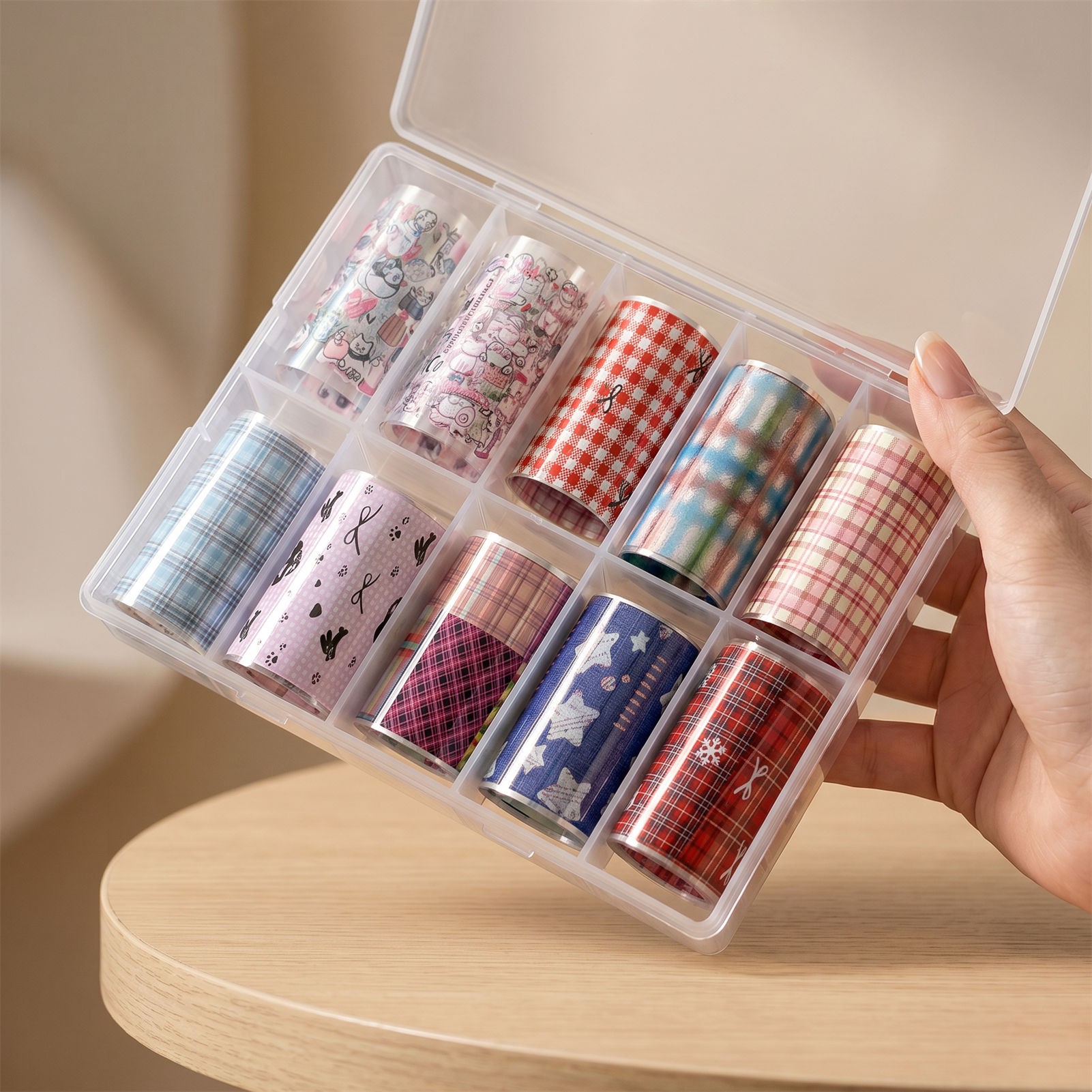 ฟอยล์ติดเล็บลายเกาหลี 10 ม้วน  - Nail Art Denim บทวิจารณ์และราคา