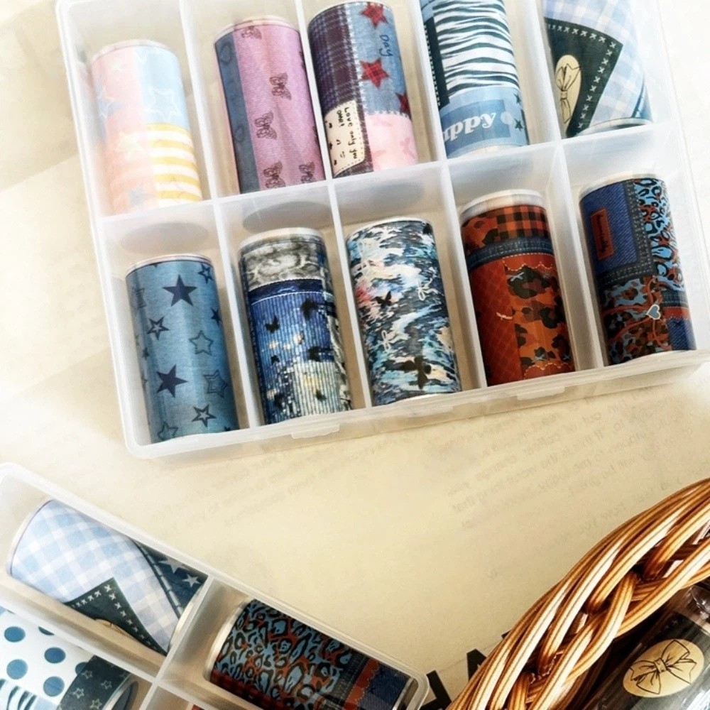 10 ม้วนกระดาษฟอยล์ติดเล็บหลากส - Nail Art Denim บทวิจารณ์และราคา