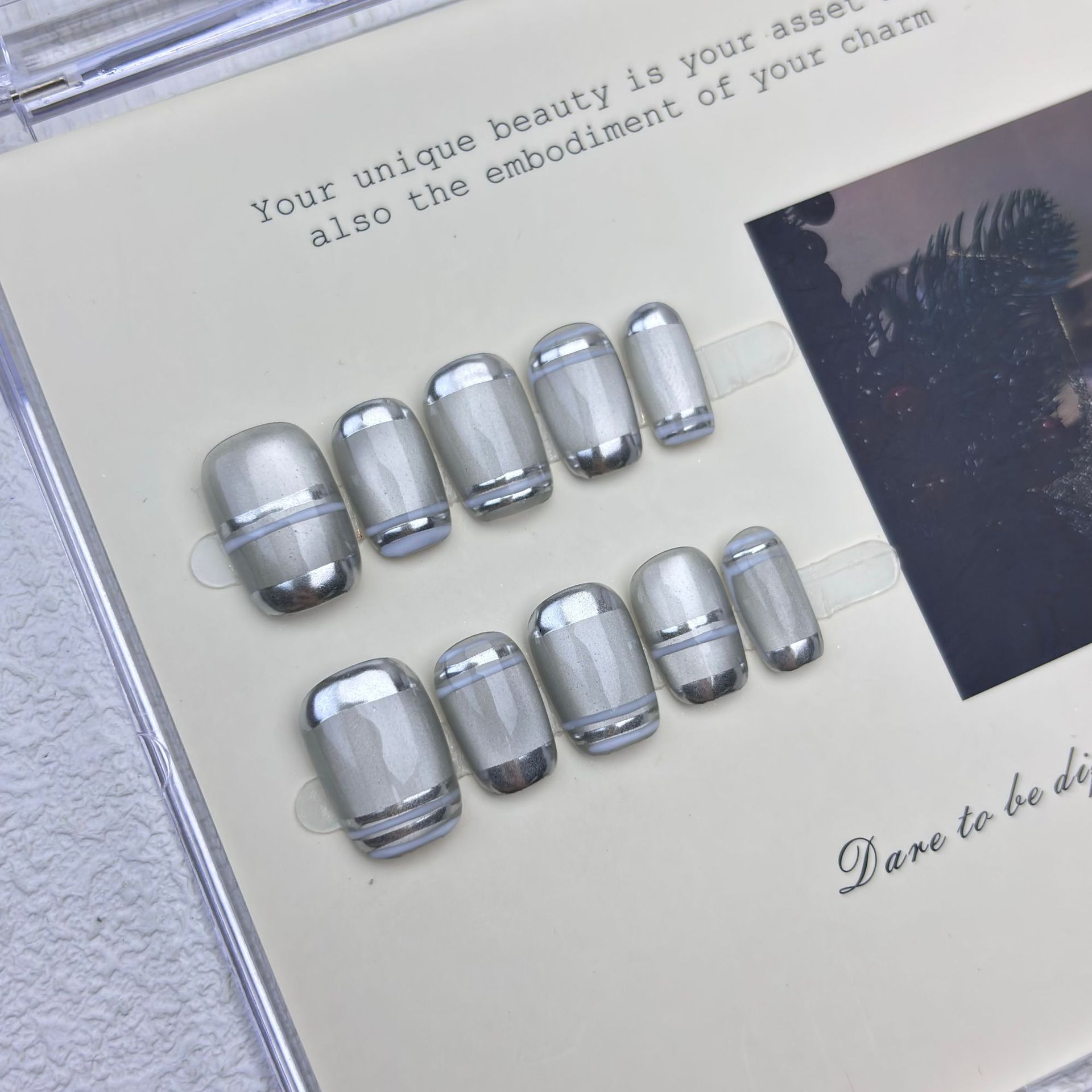 เล็บปลอมแบบกดติด 10 ชิ้น สีโคร - Nail Art Chrome บทวิจารณ์และราคา