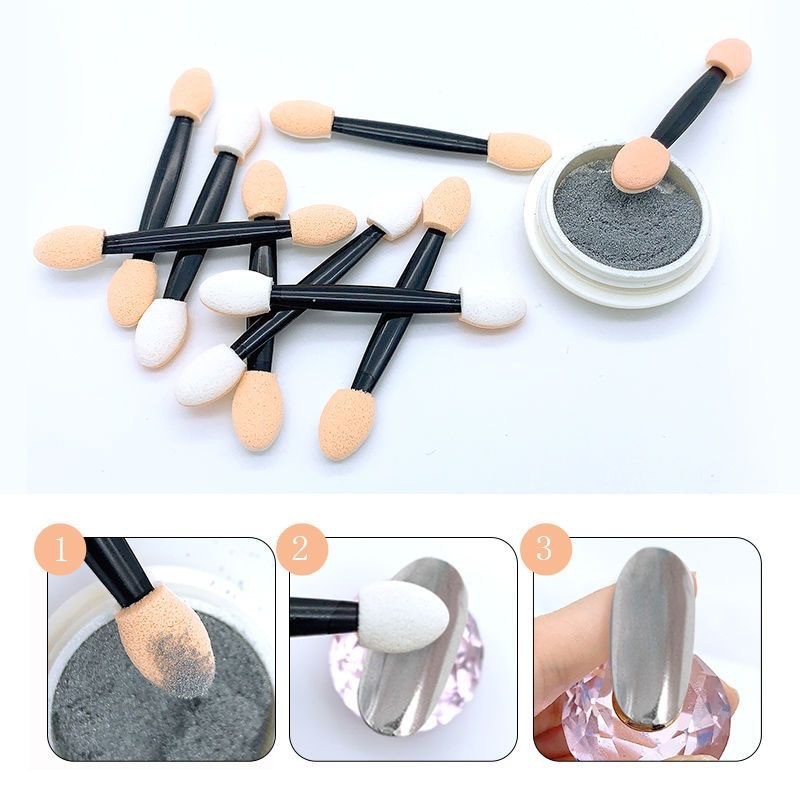 แปรงโครเมี่ยมแบบใช้แล้วทิ้ง 50 - Nail Art Chrome บทวิจารณ์และราคา