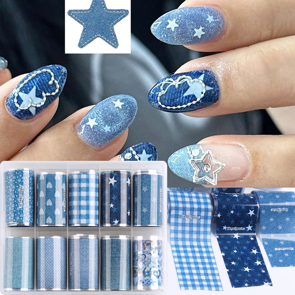 กระดาษลายเล็บสไตล์เดนิมแบบแพทช - Nail Art Denim บทวิจารณ์และราคา