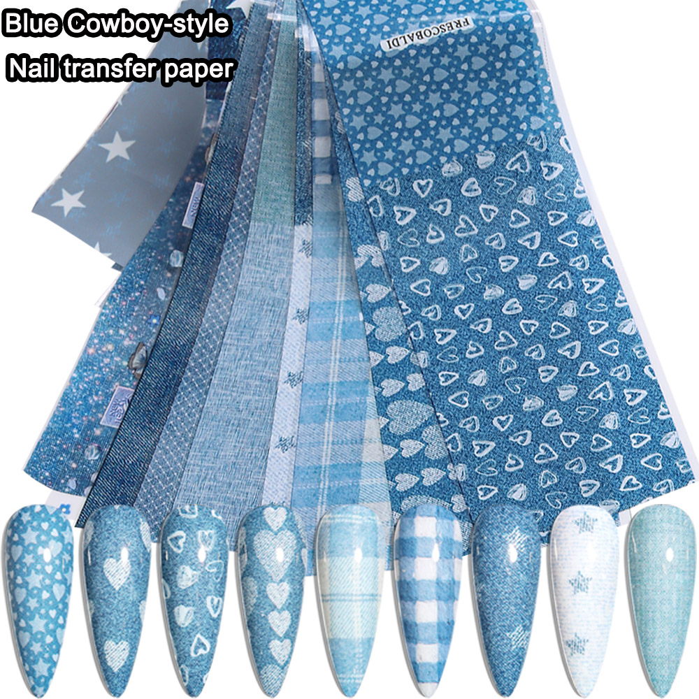 กระดาษลายเล็บสไตล์เดนิมแบบแพทช - Nail Art Denim บทวิจารณ์และราคา