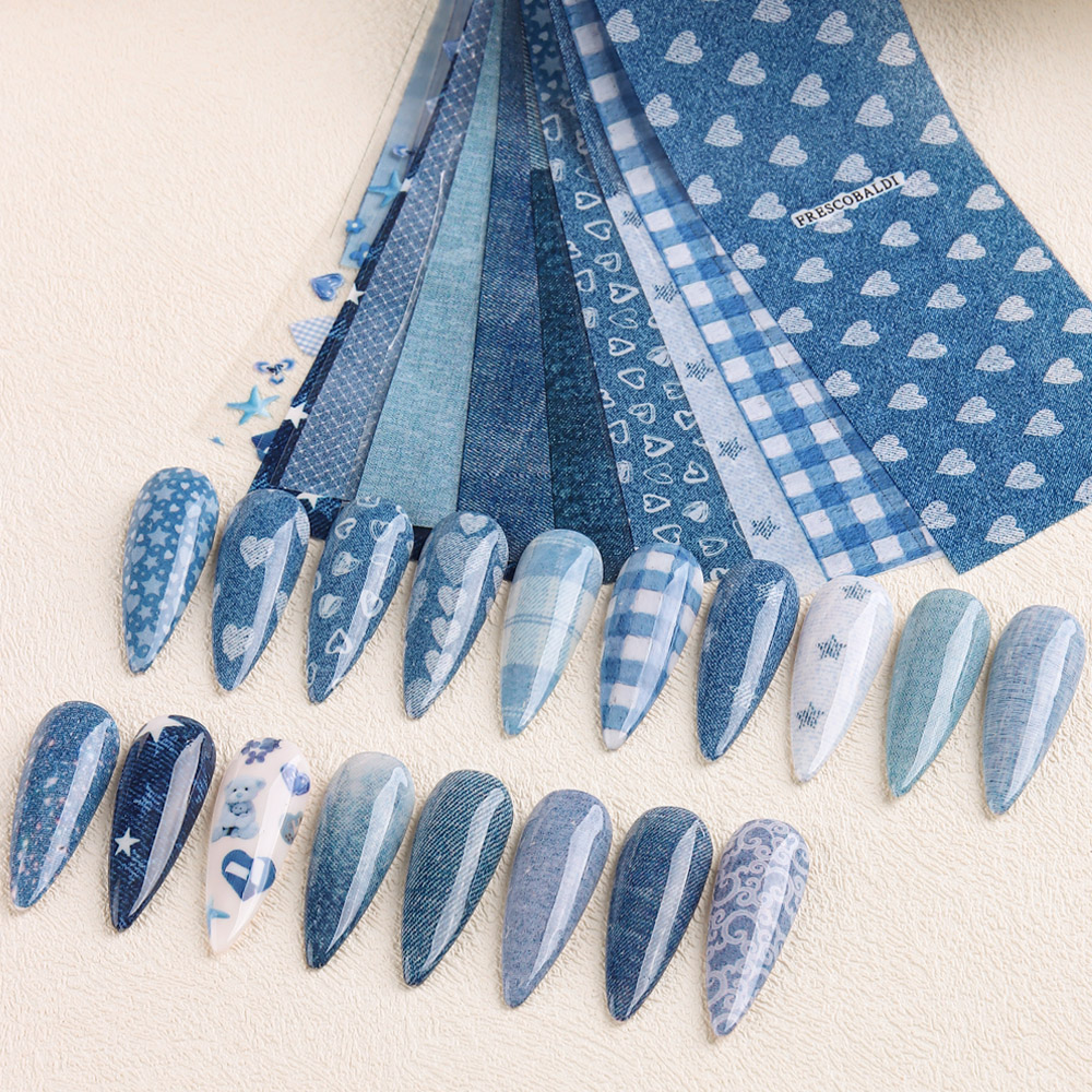 กระดาษลายเล็บสไตล์เดนิมแบบแพทช - Nail Art Denim บทวิจารณ์และราคา