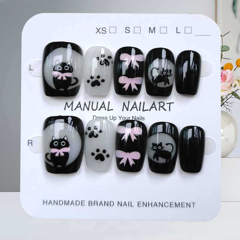 เล็บปลอมลายการ์ตูนแมวน่ารักสีด - Nail Art Pink Cat Eye บทวิจารณ์และราคา