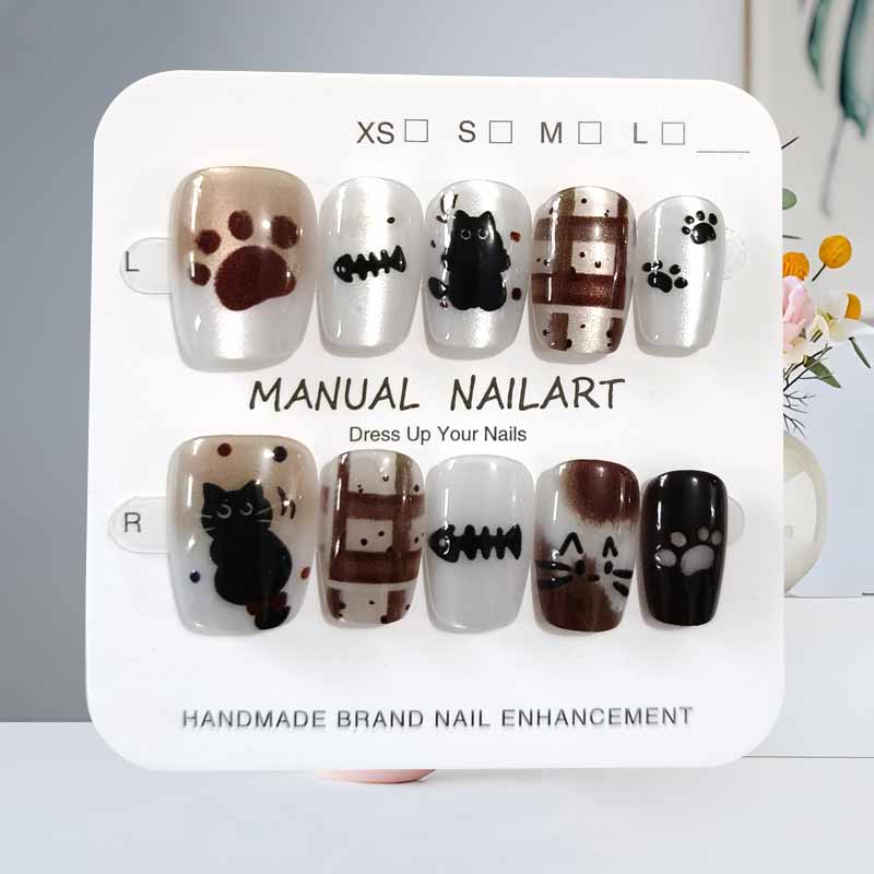 เล็บปลอมลายการ์ตูนแมวน่ารักสีด - Nail Art Pink Cat Eye บทวิจารณ์และราคา