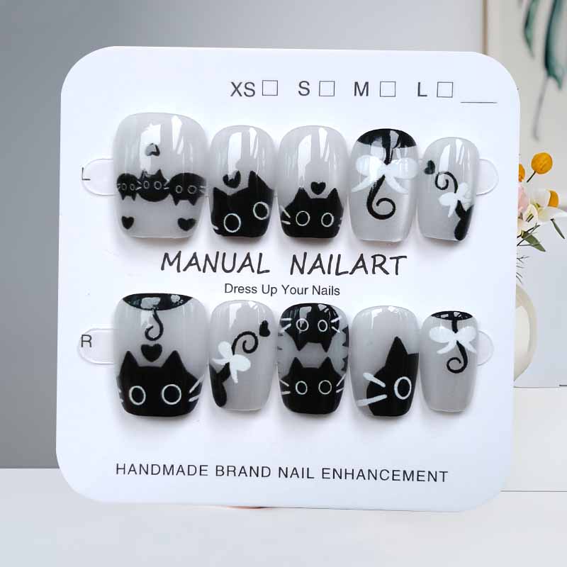 เล็บปลอมลายการ์ตูนแมวน่ารักสีด - Nail Art Pink Cat Eye บทวิจารณ์และราคา