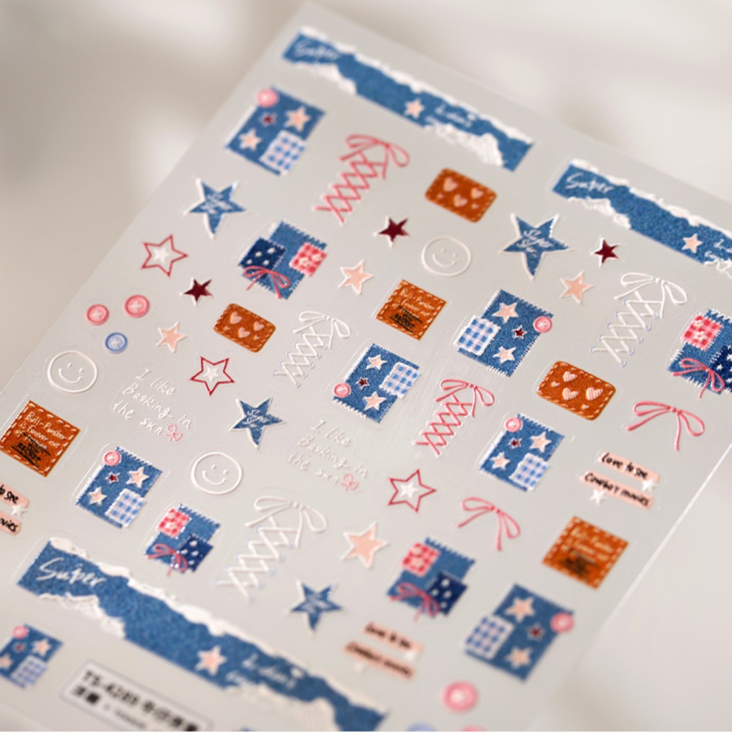 สติกเกอร์ติดเล็บลายผ้ายีนส์ 5  - Nail Art Denim บทวิจารณ์และราคา